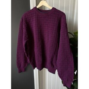 Vtg Pine State Sweater Purple Cable-Knit Wool blend Crew Neck Pullover Men's XL
